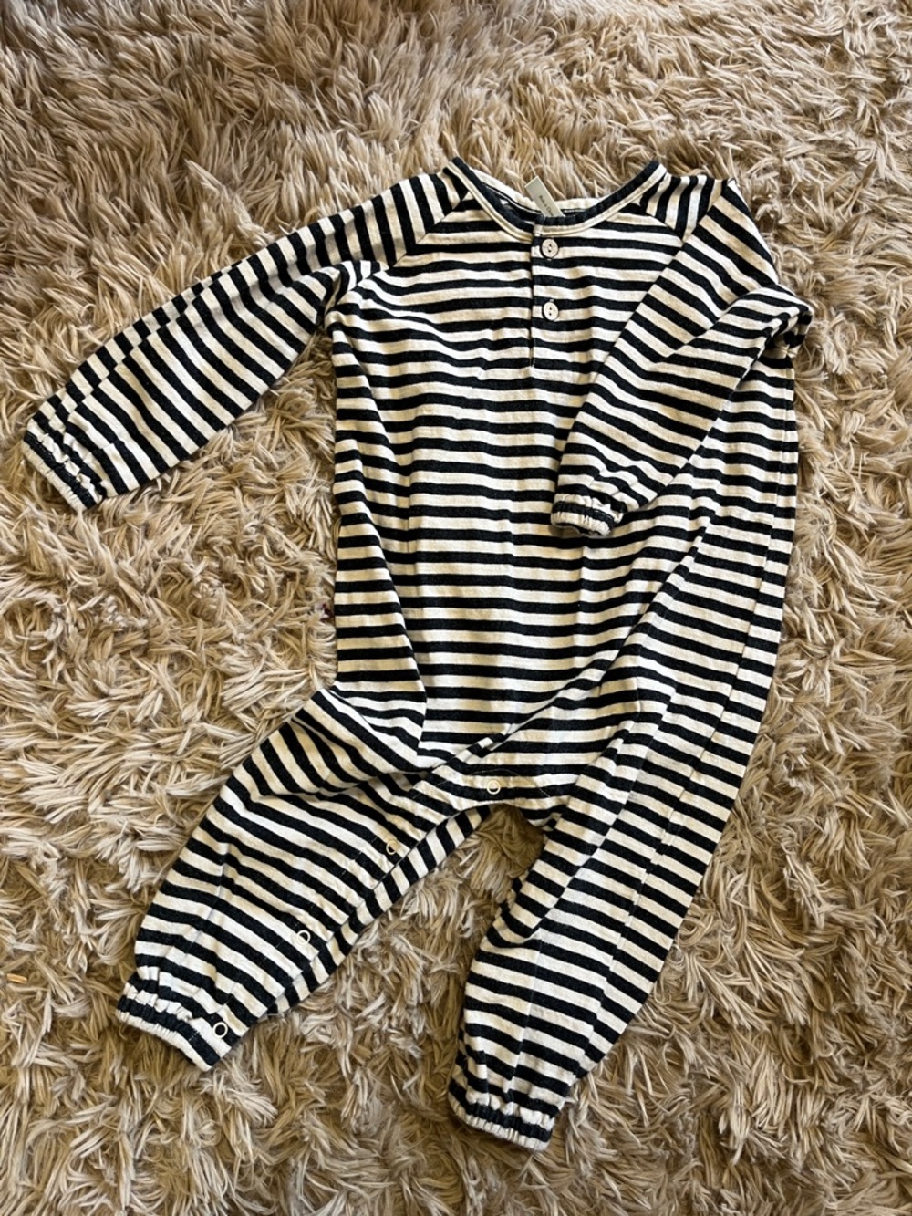 Rylee + Crew Striped Long Sleeved Henley Jumpsuit